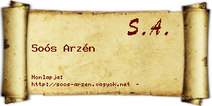 Soós Arzén névjegykártya